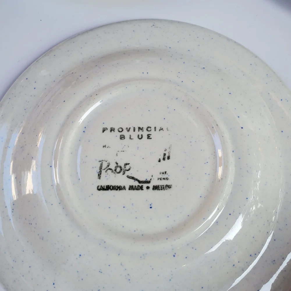 Vintage Metlox Provincial Blue Poppy Trail 4 Coffee Cups and Saucers Cottagecore